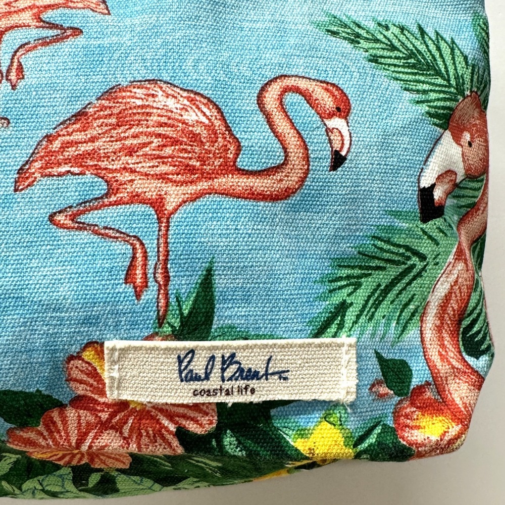 Paul Brent Coastal Life Tropical Flamingos Canvas Small Tote Crossbody Bag Zip - Picture 2 of 12